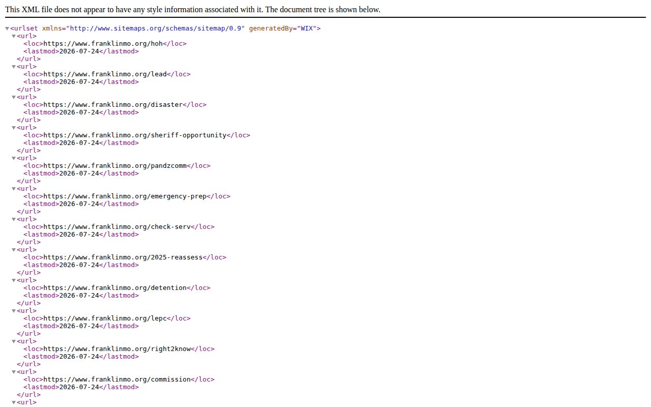 Franklin County 24-hour release sitemap feed check