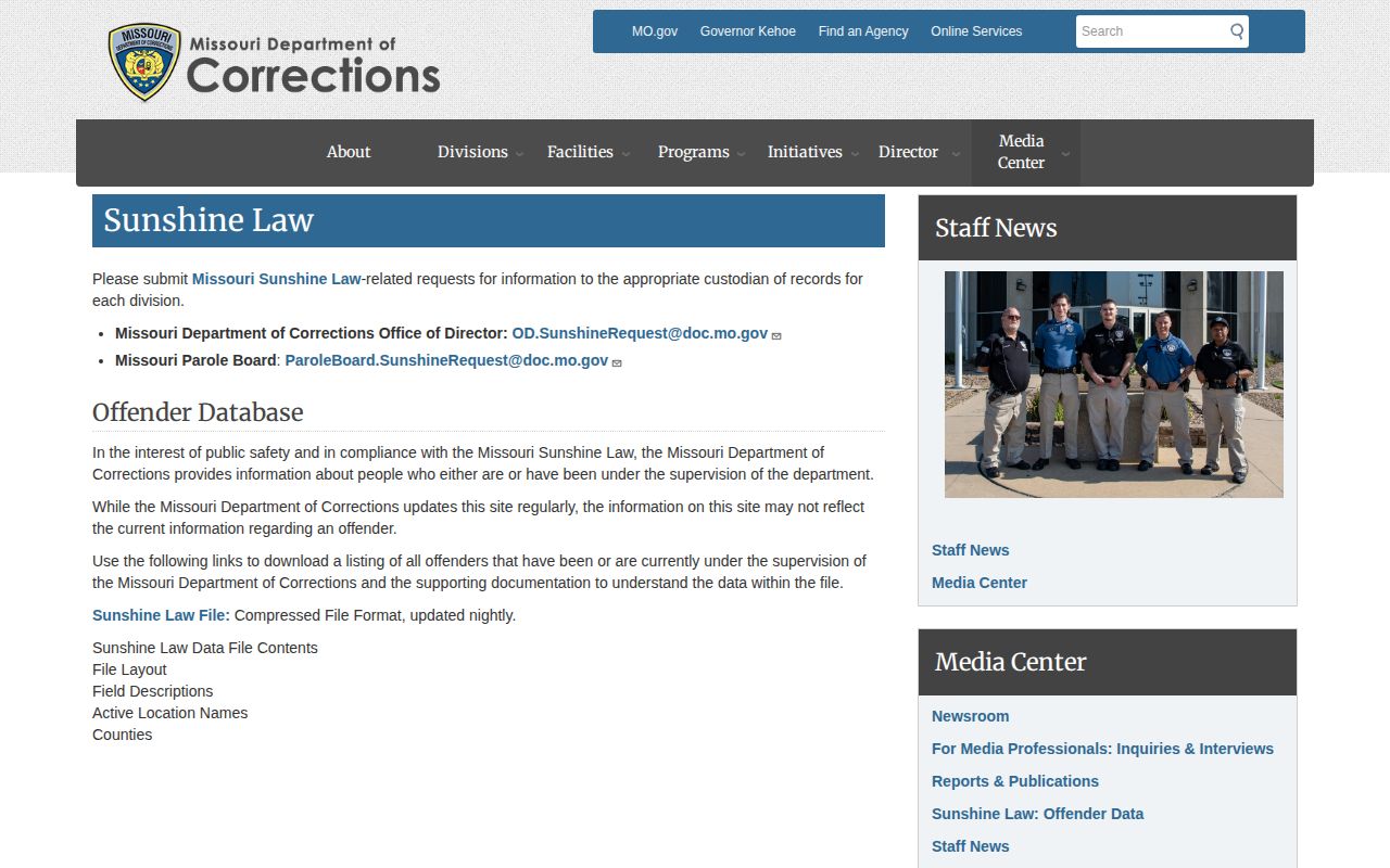 Missouri DOC historical records for Missouri Eastern Correctional Center releases