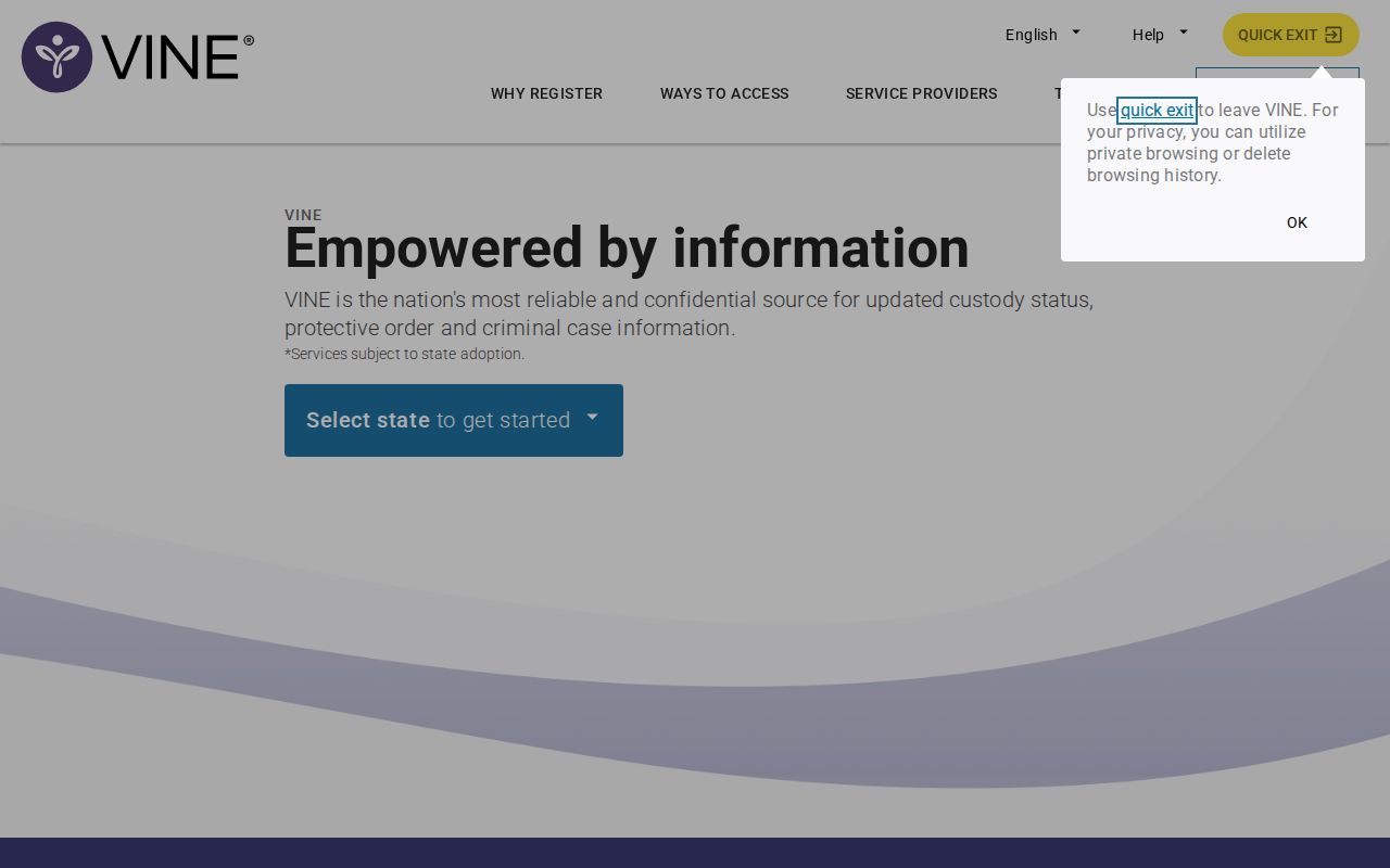 VINELink and Missouri MOVANS public portal page